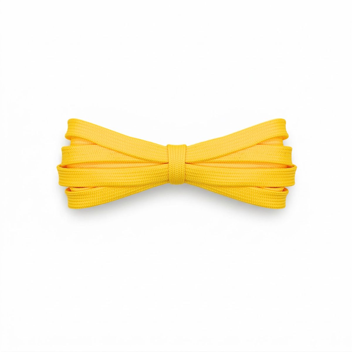 Golden yellow flat shoelaces for running shoes, soccer cleats, and lifestyle sneakers. Durable, comfortable, and stylish replacements laces.