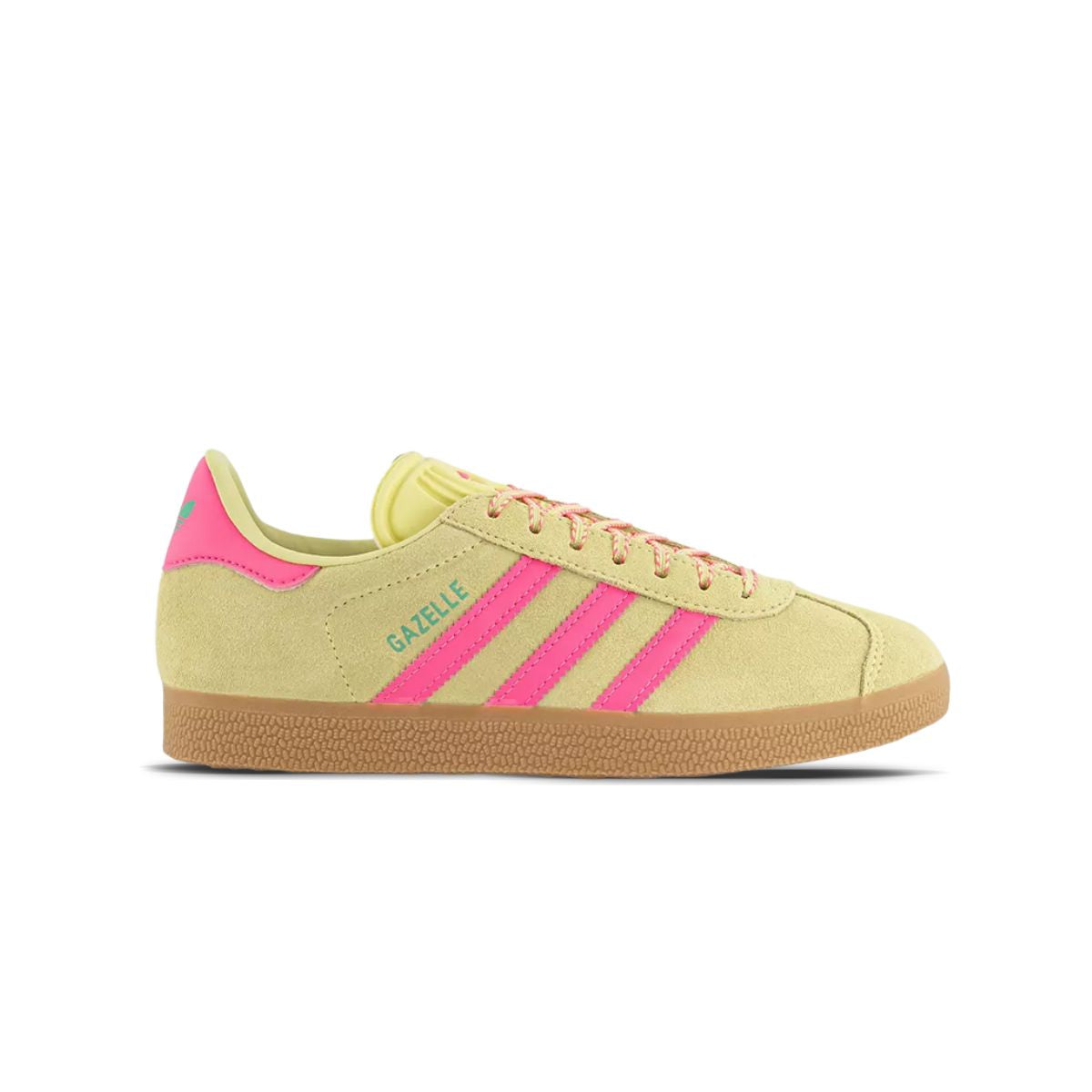 Yellow and pink sawtooth shoelaces for Adidas Gazelle by Kicks Shoelaces