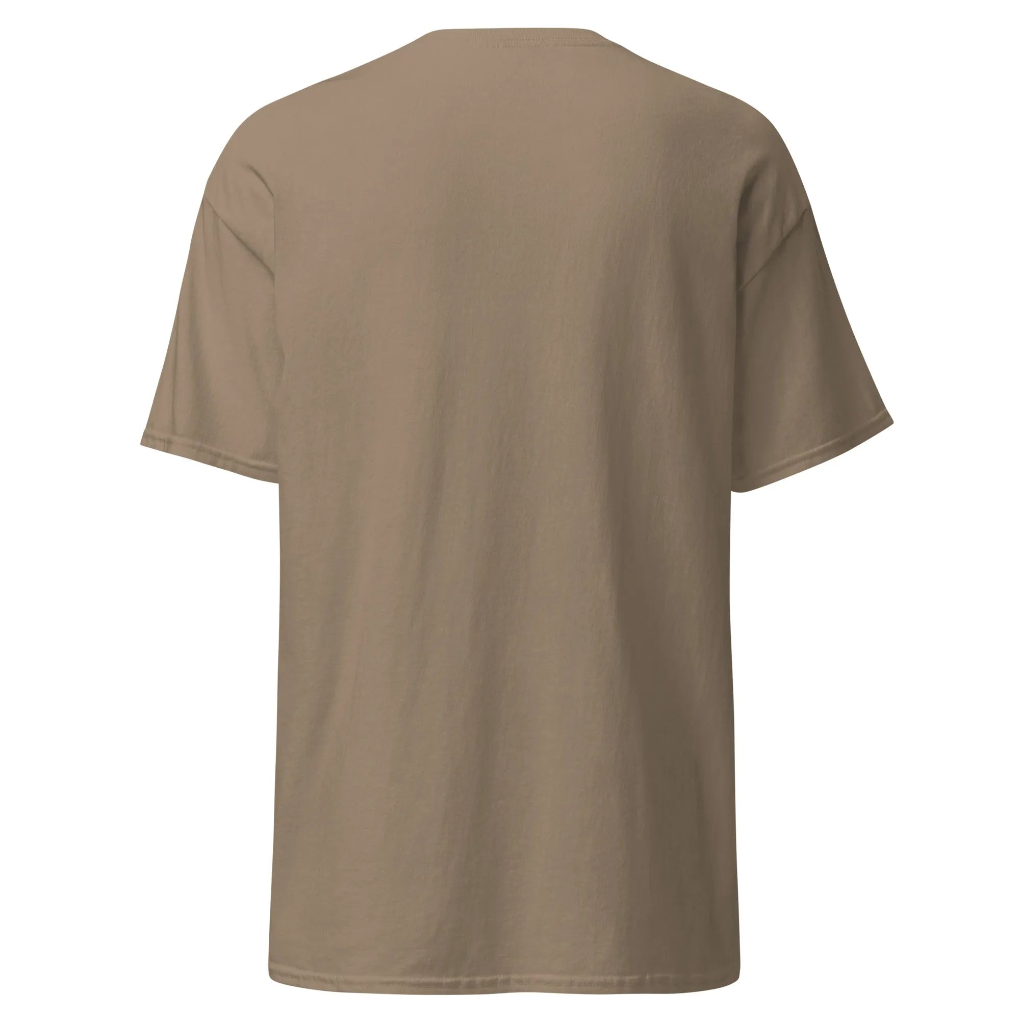Back view of Crazy Eyes brown Halloween T-shirt, plain design with short sleeves.