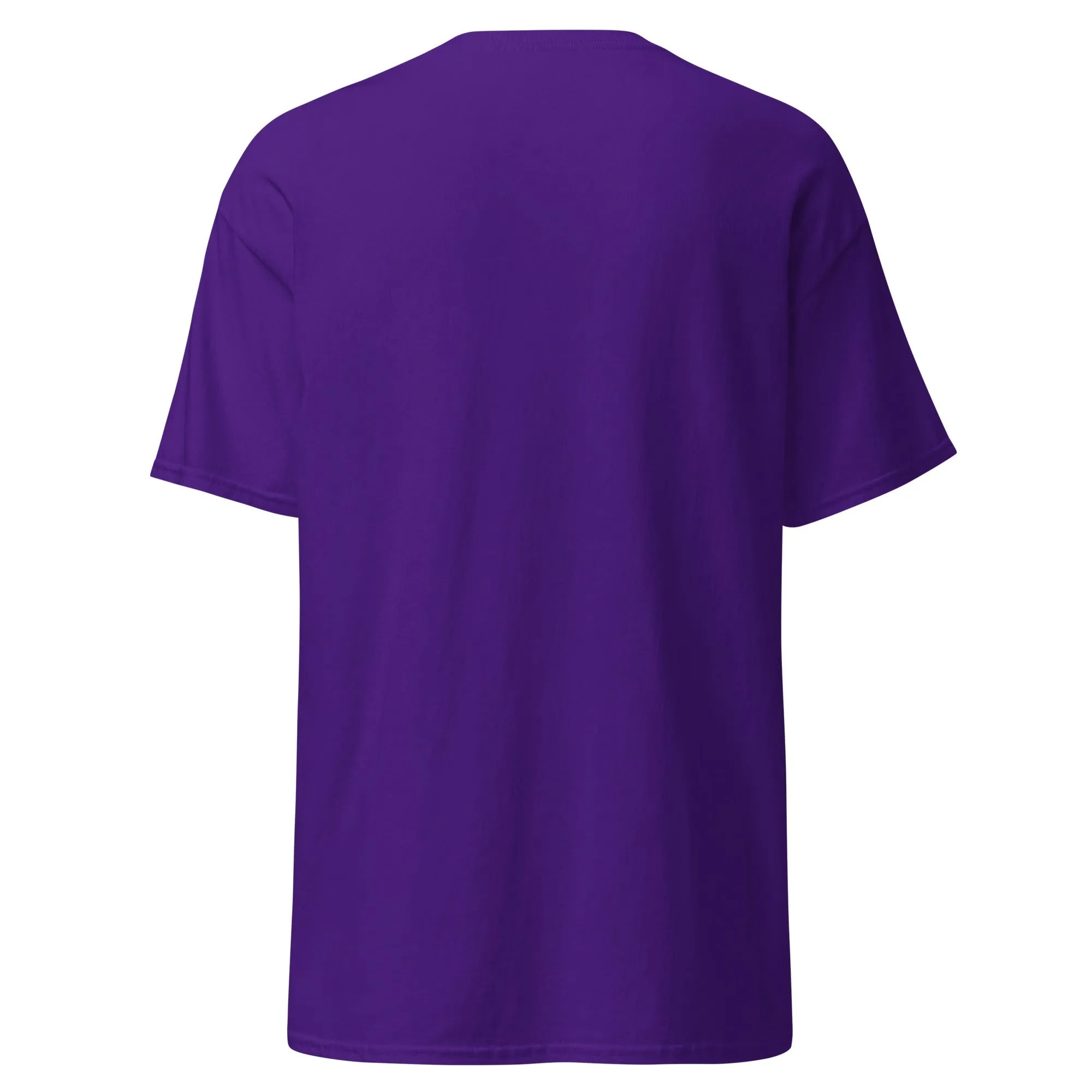 Back view of Gravewalker purple Halloween T-shirt, plain design with short sleeves.