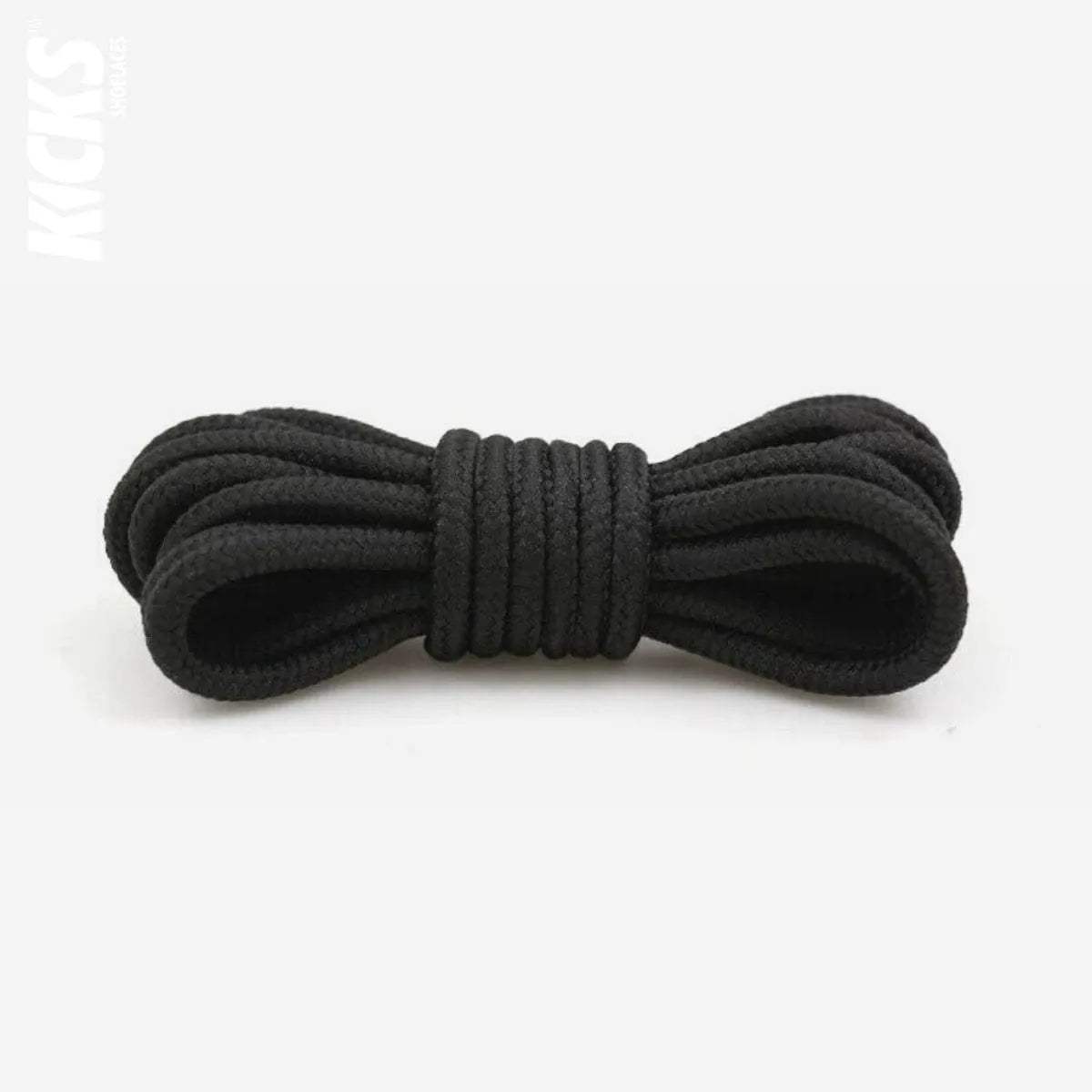 Black round replacement laces for Nike Air Jordan 10 shoes and sneakers by Kicks Shoelaces