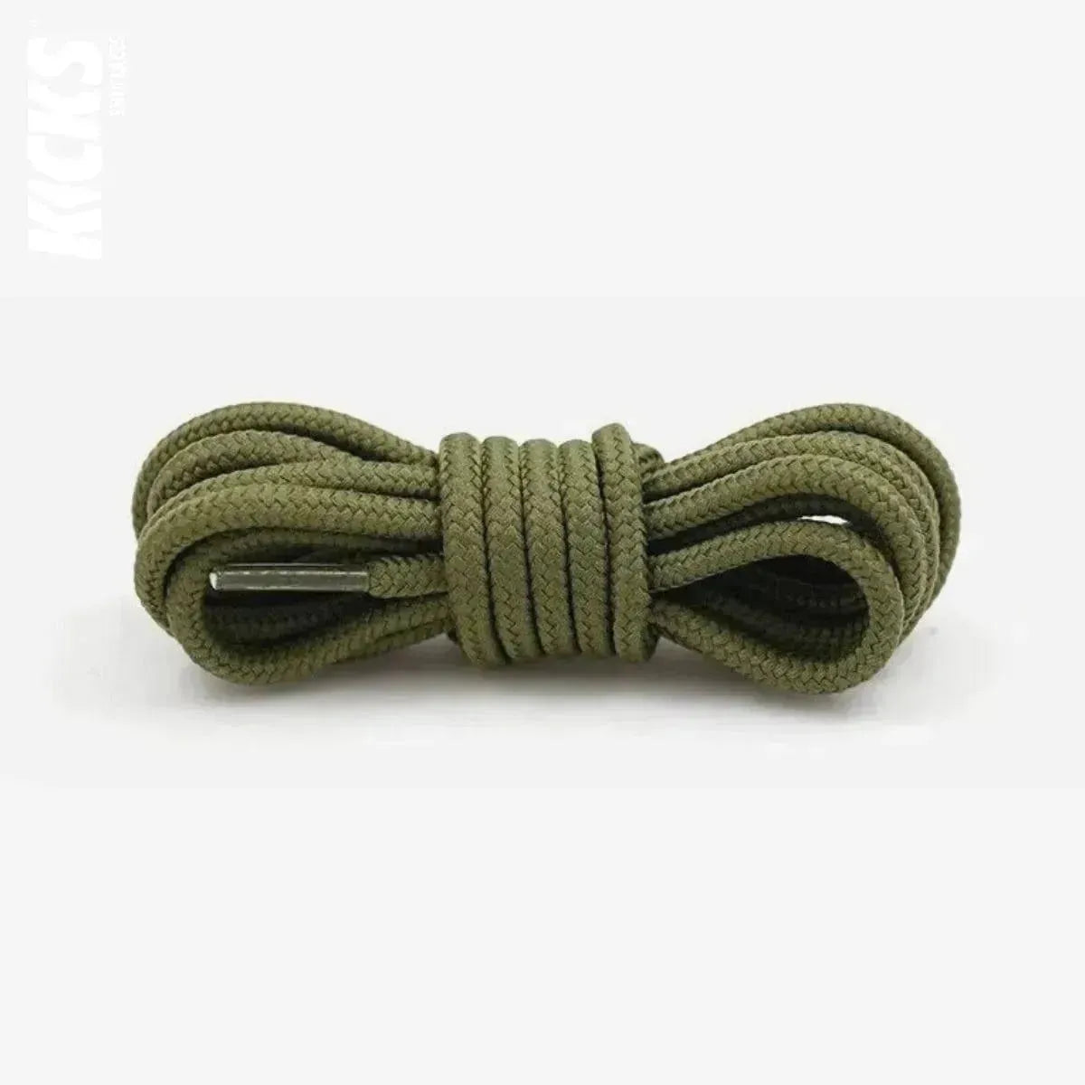 Army green replacement laces for Jordan 13 sneakers, round shoelaces by Kicks Shoelaces