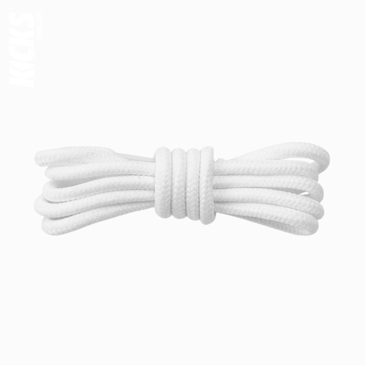 White replacement laces for Jordan 13 sneakers, round shoelaces by Kicks Shoelaces