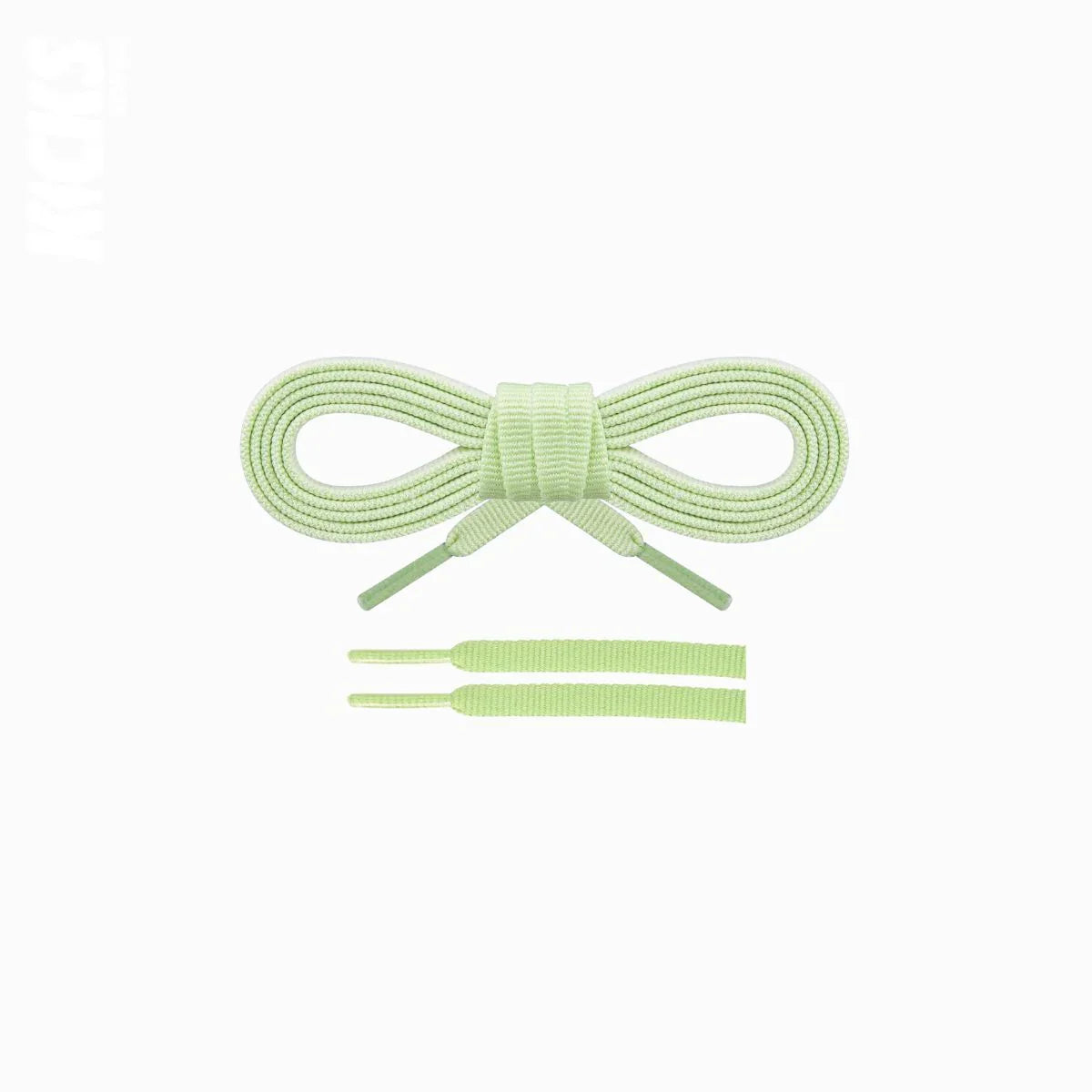 Light green replacement laces for Asics GEL-NIMBUS 27 by Kicks Shoelaces, premium flat laces for running shoes, available in multiple lengths.