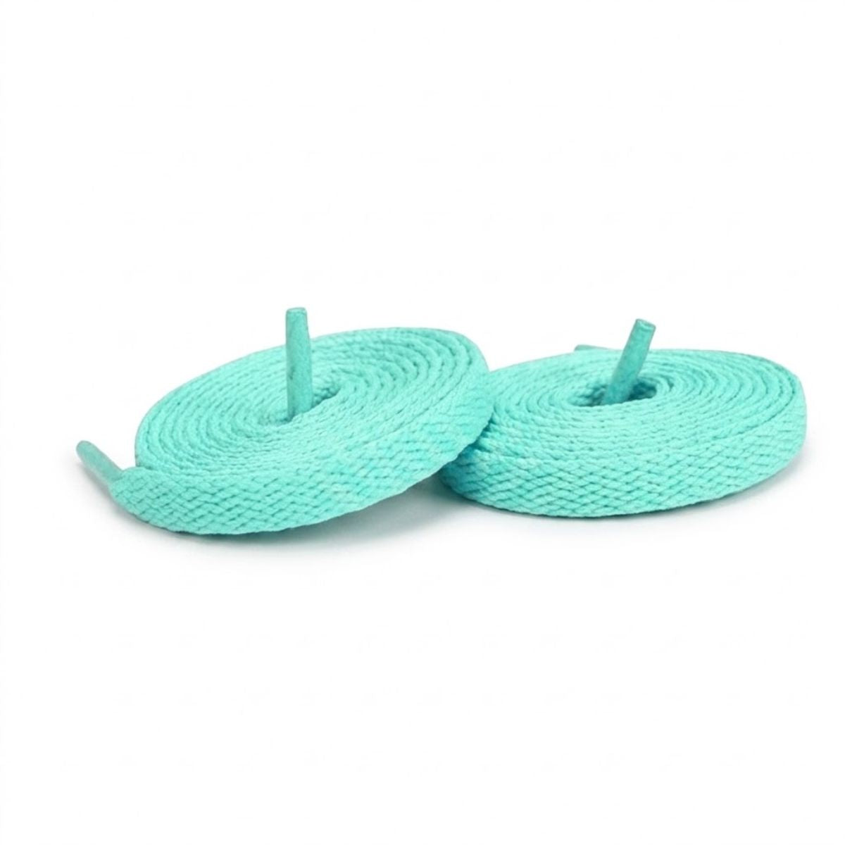 Spearmint blue flat replacement shoelaces for Nike Cortez sneakers by Kicks Shoelaces