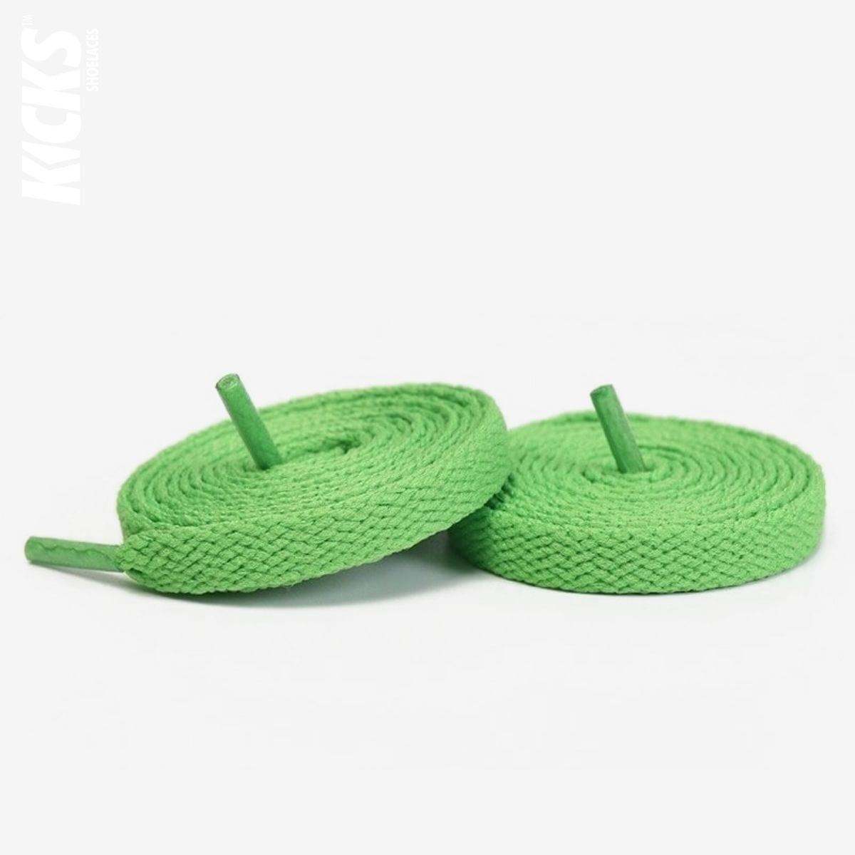Bright green flat replacement laces for Nike Dunk shoes and sneakers by Kicks Shoelaces