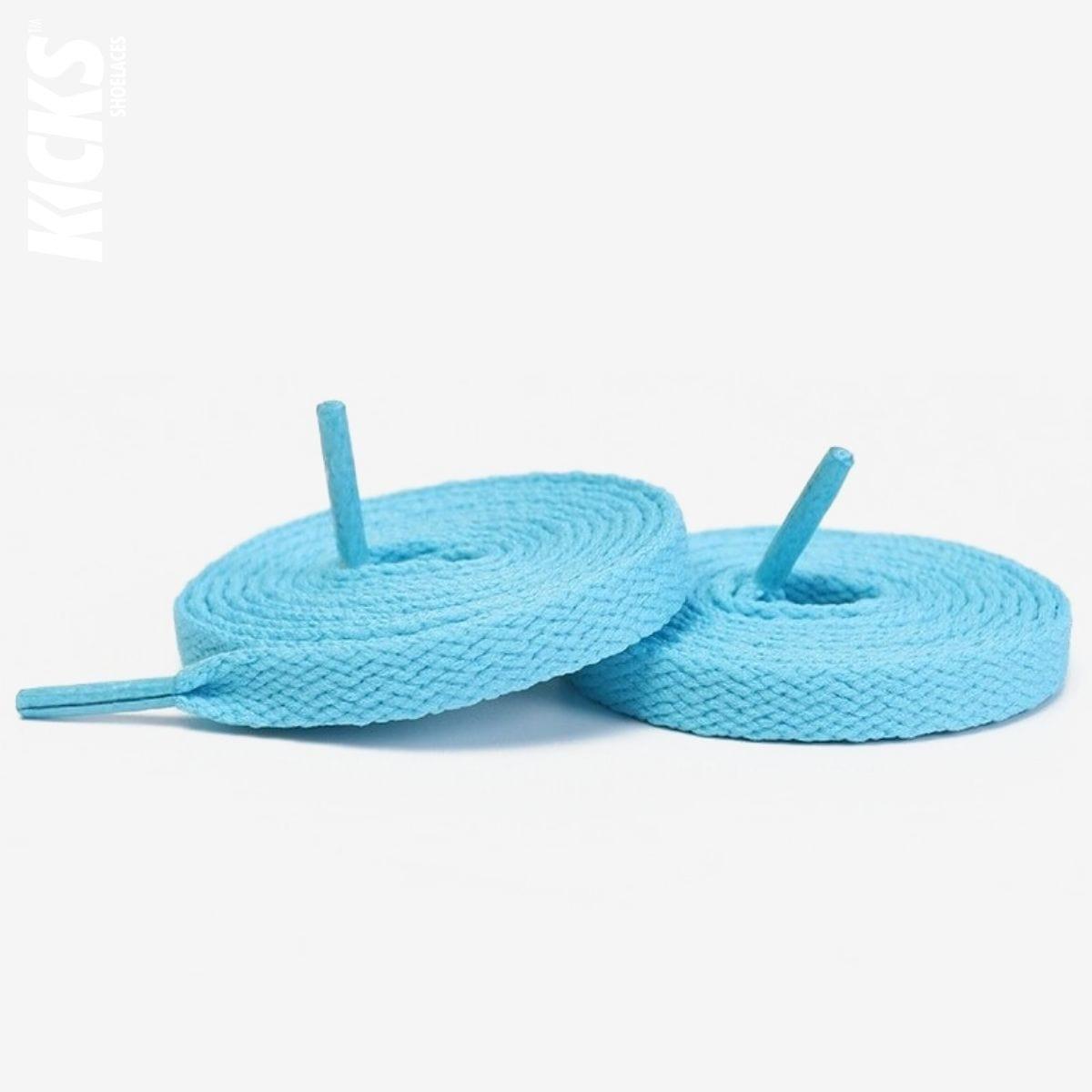Converse Chuck Taylor high-top sneakers with pastel blue shoelaces for shoes, sneakers, and trainers by Kicks Shoelaces.