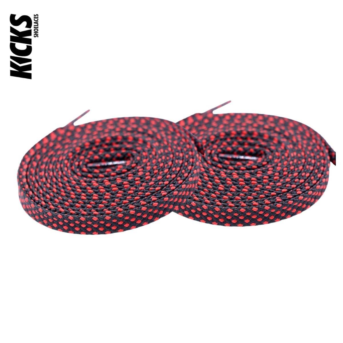 Black & Red Patterned Shoelaces - Kicks Shoelaces