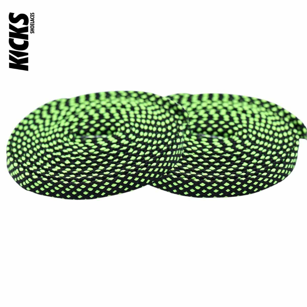 Black & Green Patterned Shoelaces - Kicks Shoelaces