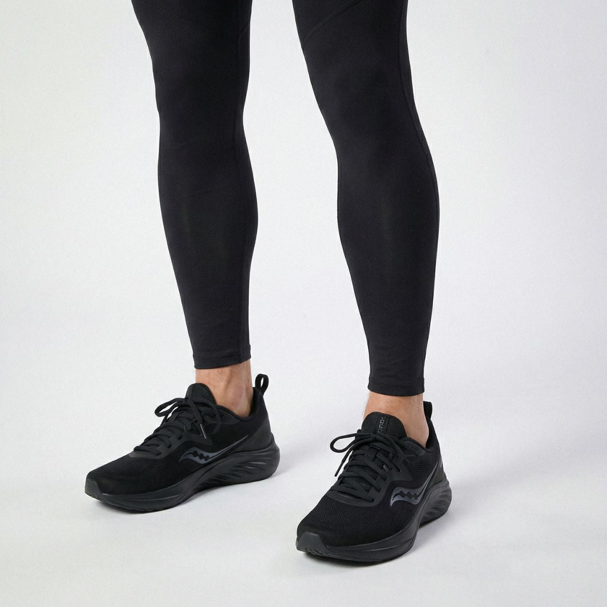 black replacement laces designed to fit Saucony Lancer running shoes by Kicks Shoelaces.