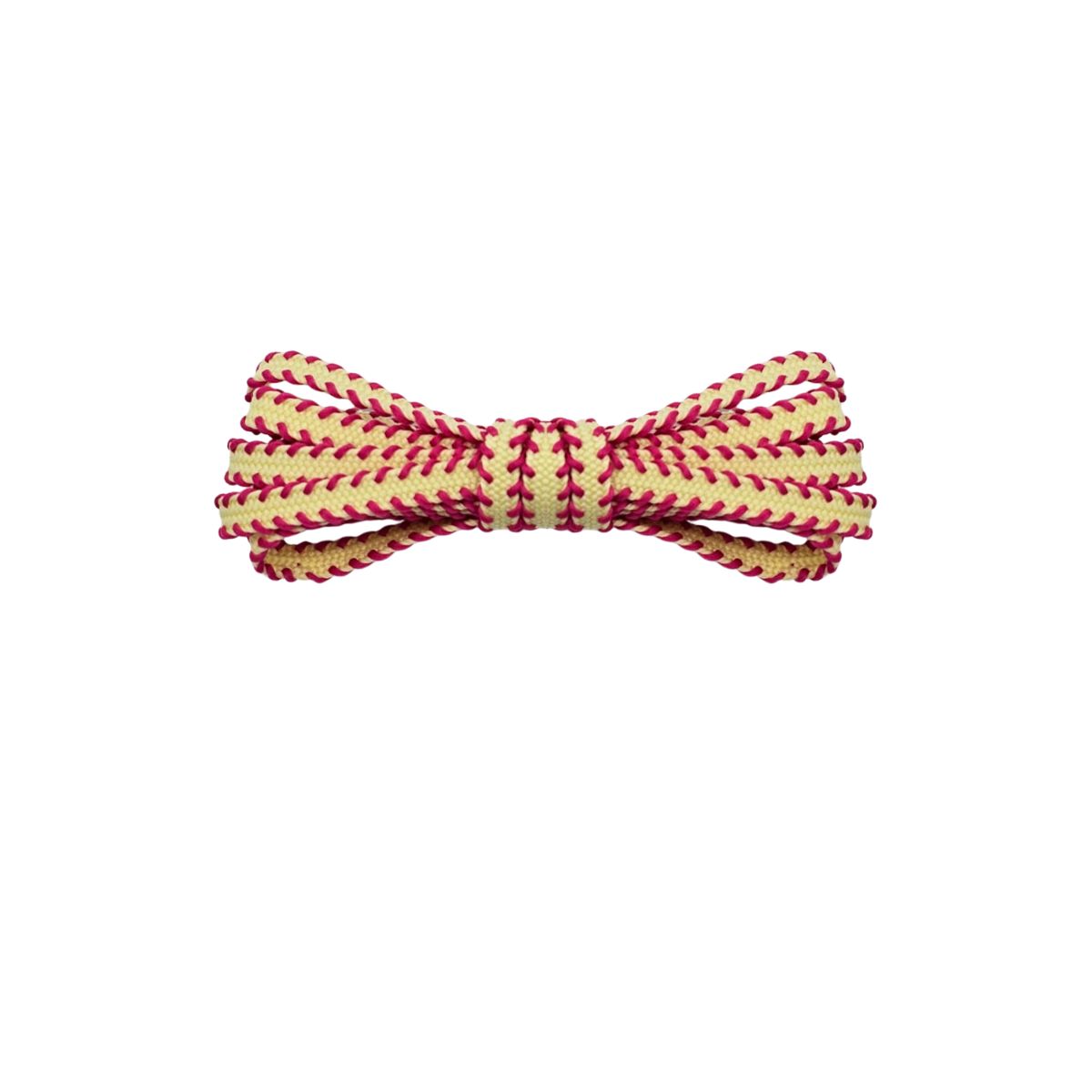 Yellow, pink sawtooth laces for Asics Megablast running shoes by Kicks Shoelaces