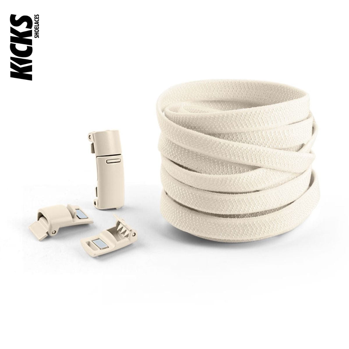 Beige No-Tie Shoelaces with Magnetic Locks - Kicks Shoelaces