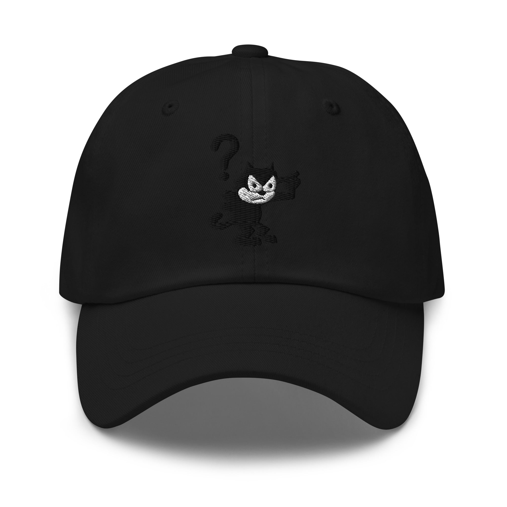 Black dad hat featuring a 1920 Felix the Cat design from Disney’s early animation era