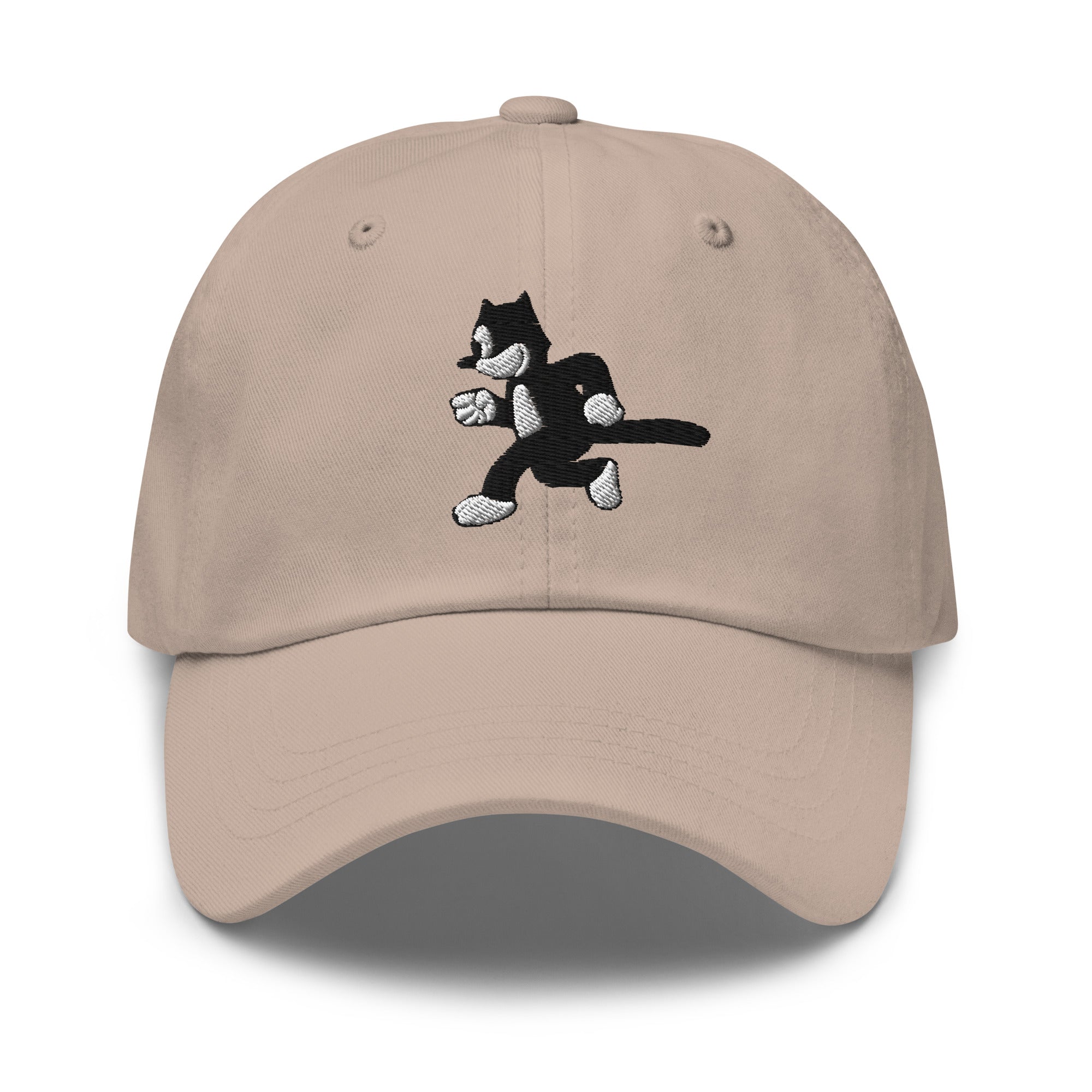 Stone dad hat featuring a 1925 Julius the Cat design from Disney’s early animation era