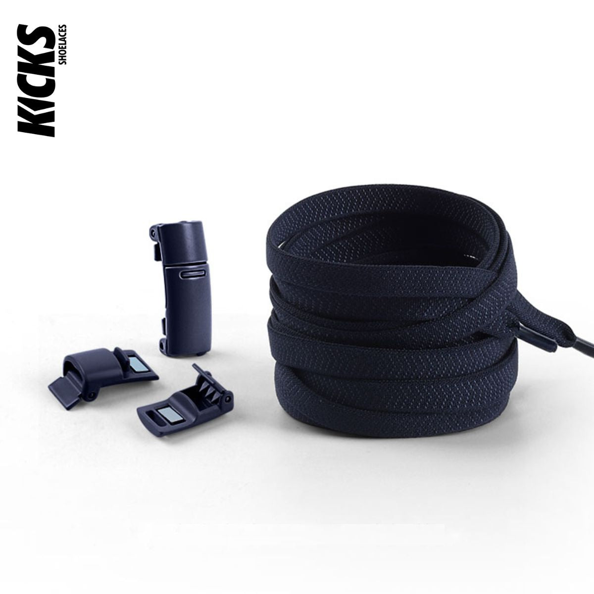 Dark Blue No-Tie Shoelaces with Magnetic Locks - Kicks Shoelaces