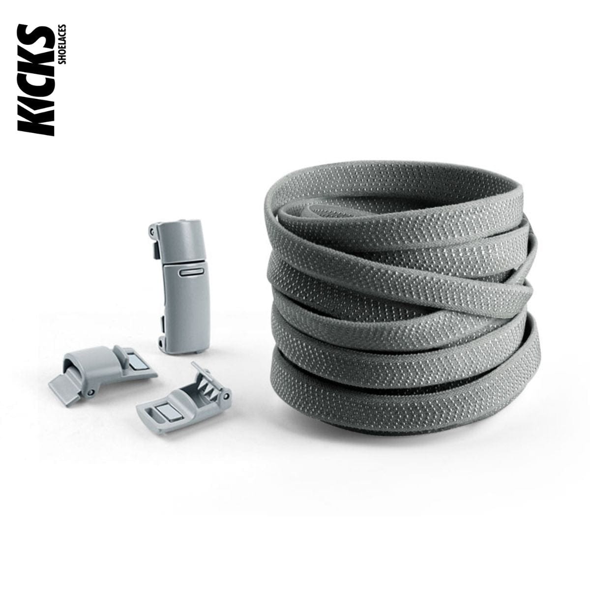 Dark Grey No-Tie Shoelaces with Magnetic Locks - Kicks Shoelaces
