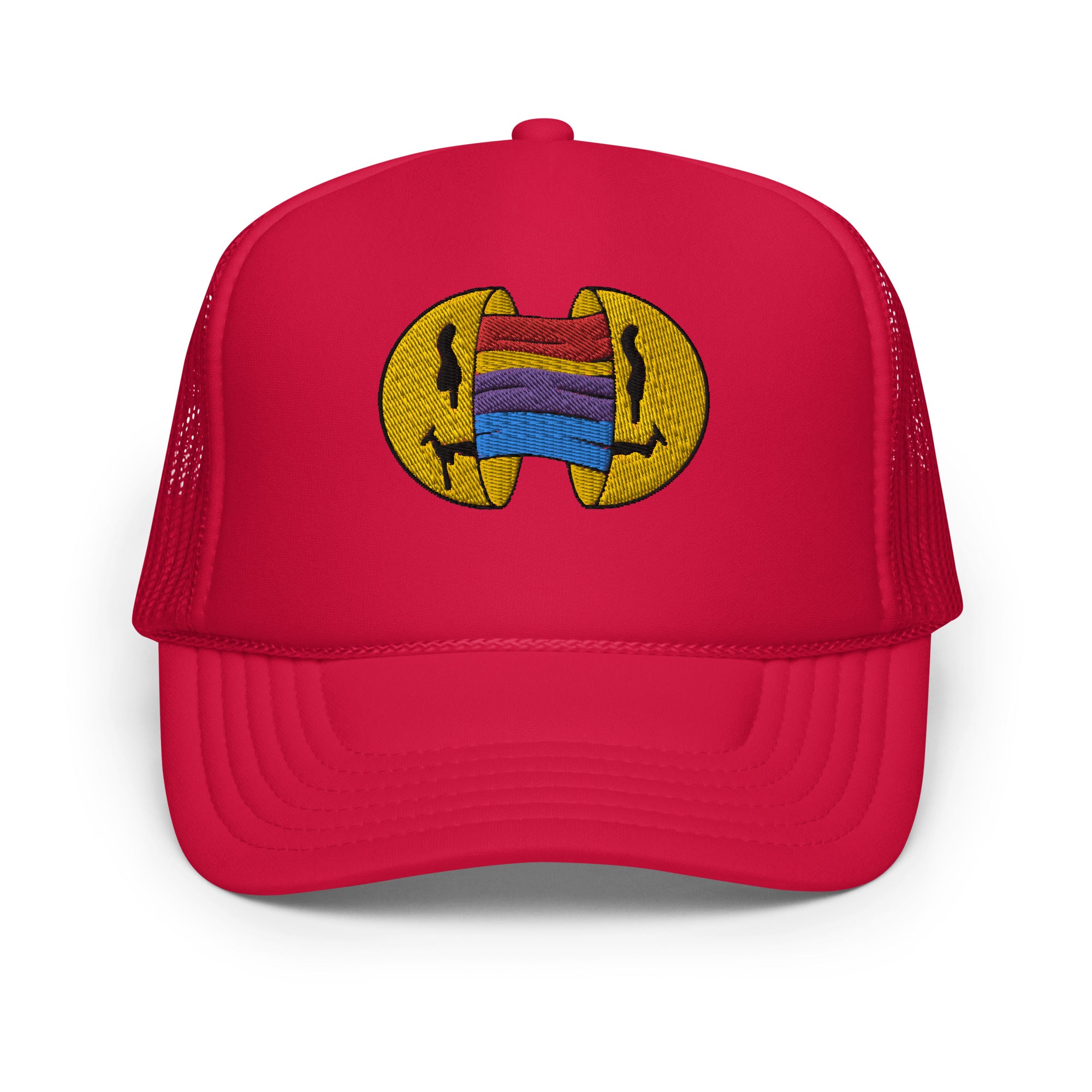 Smiley Face Rainbow Foam Trucker Hat