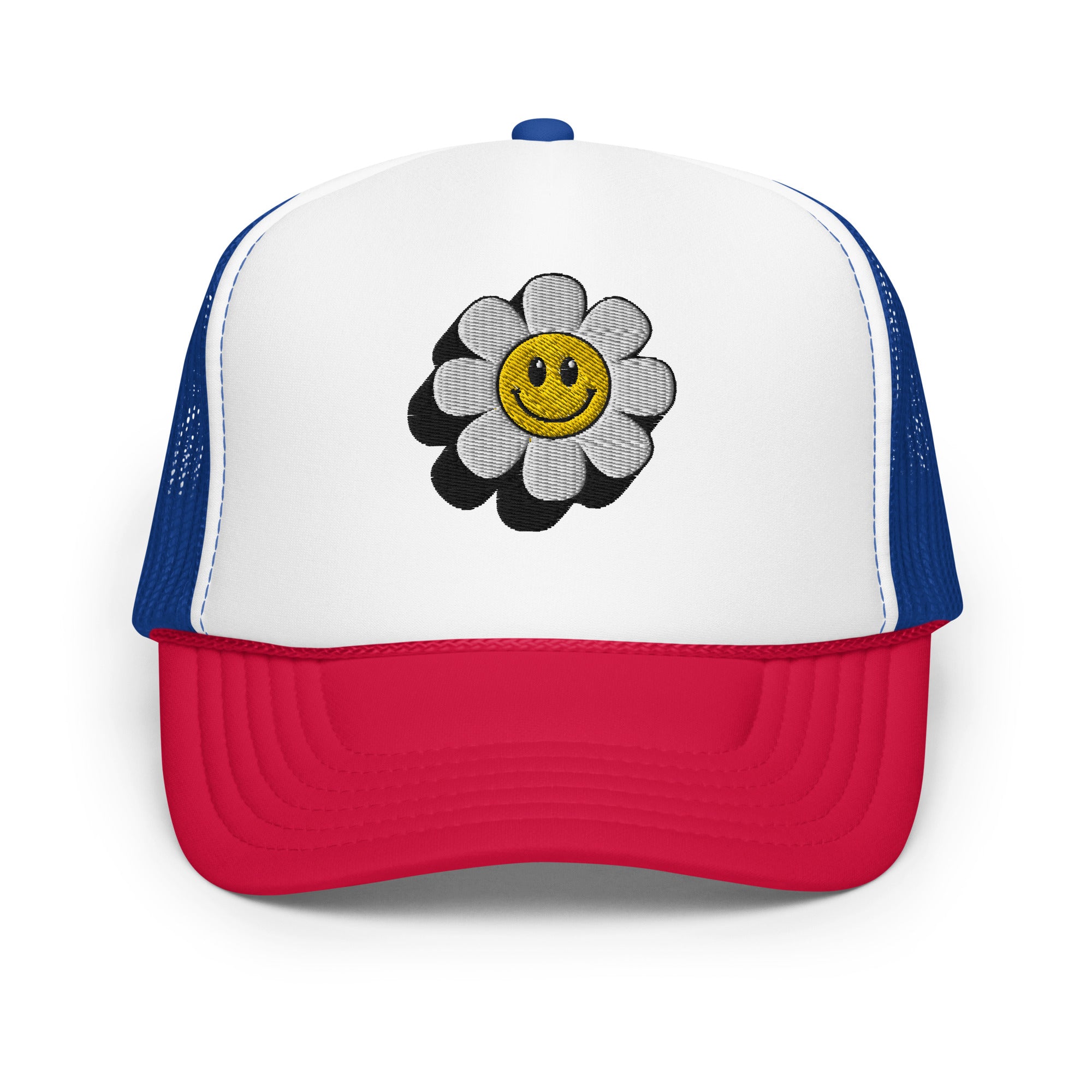 Smiley Face Daisy Foam Trucker Hat