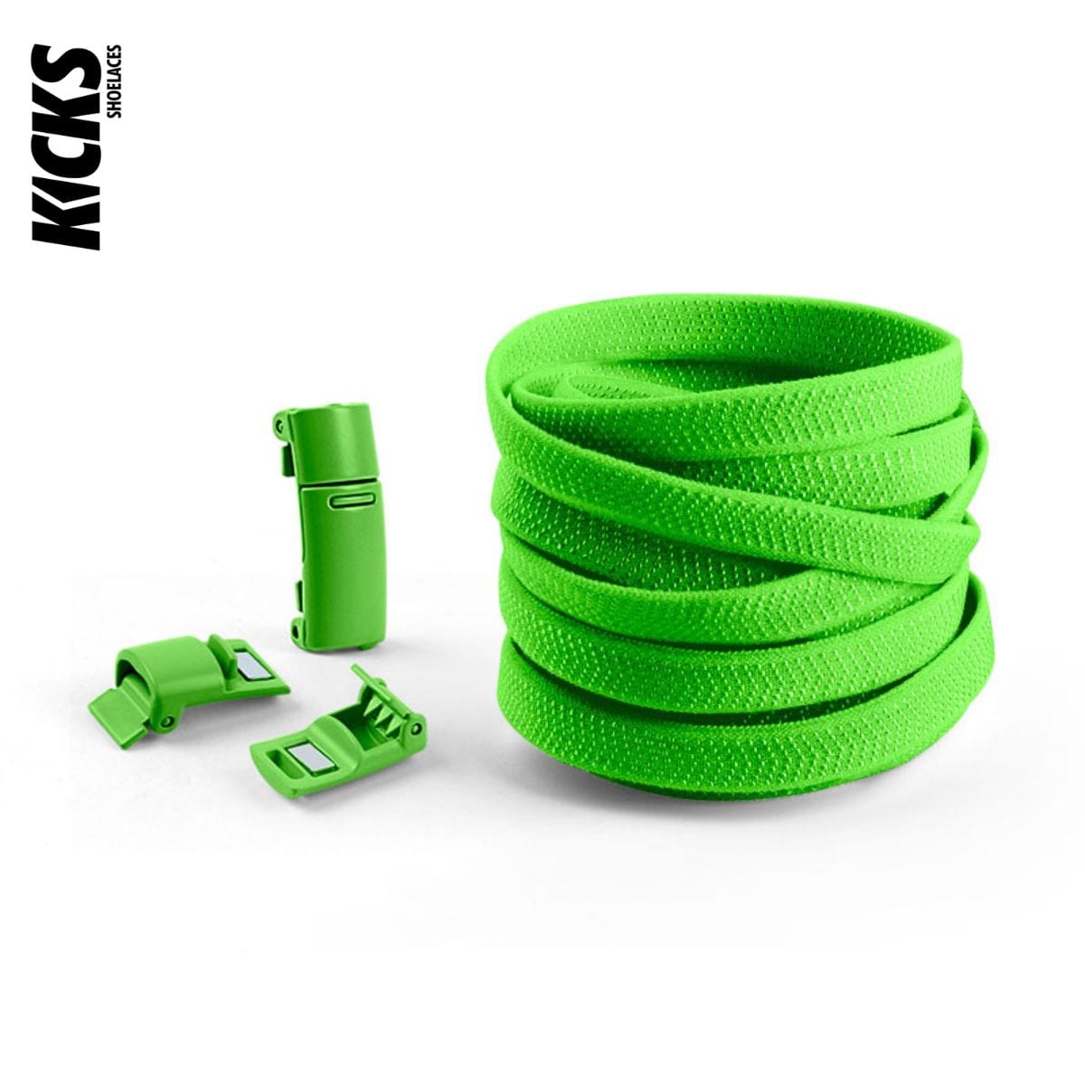 Green No-Tie Shoelaces with Magnetic Locks - Kicks Shoelaces