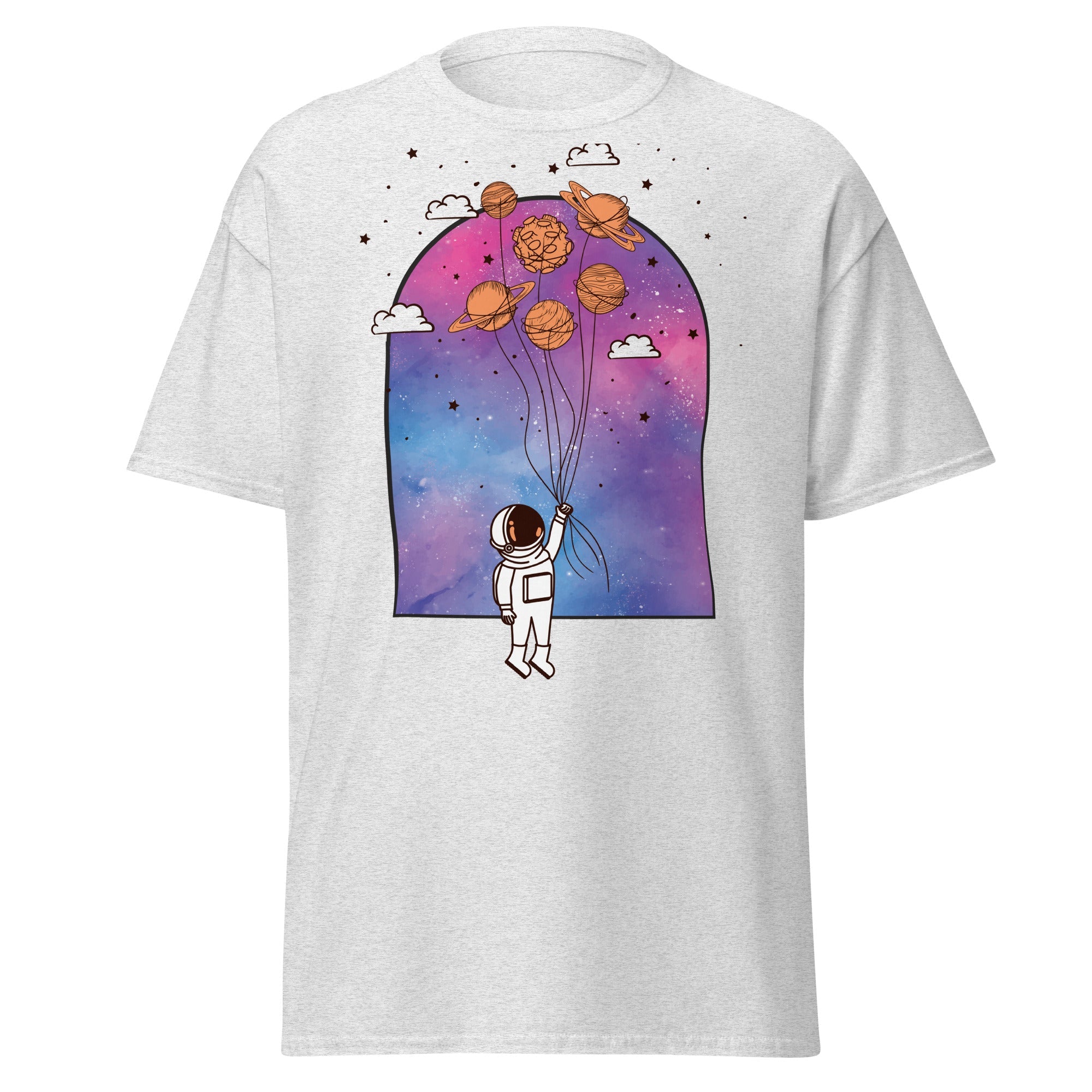 Interstellar Balloon Adventure Mens Graphic Space Tee - Kicks Shoelaces