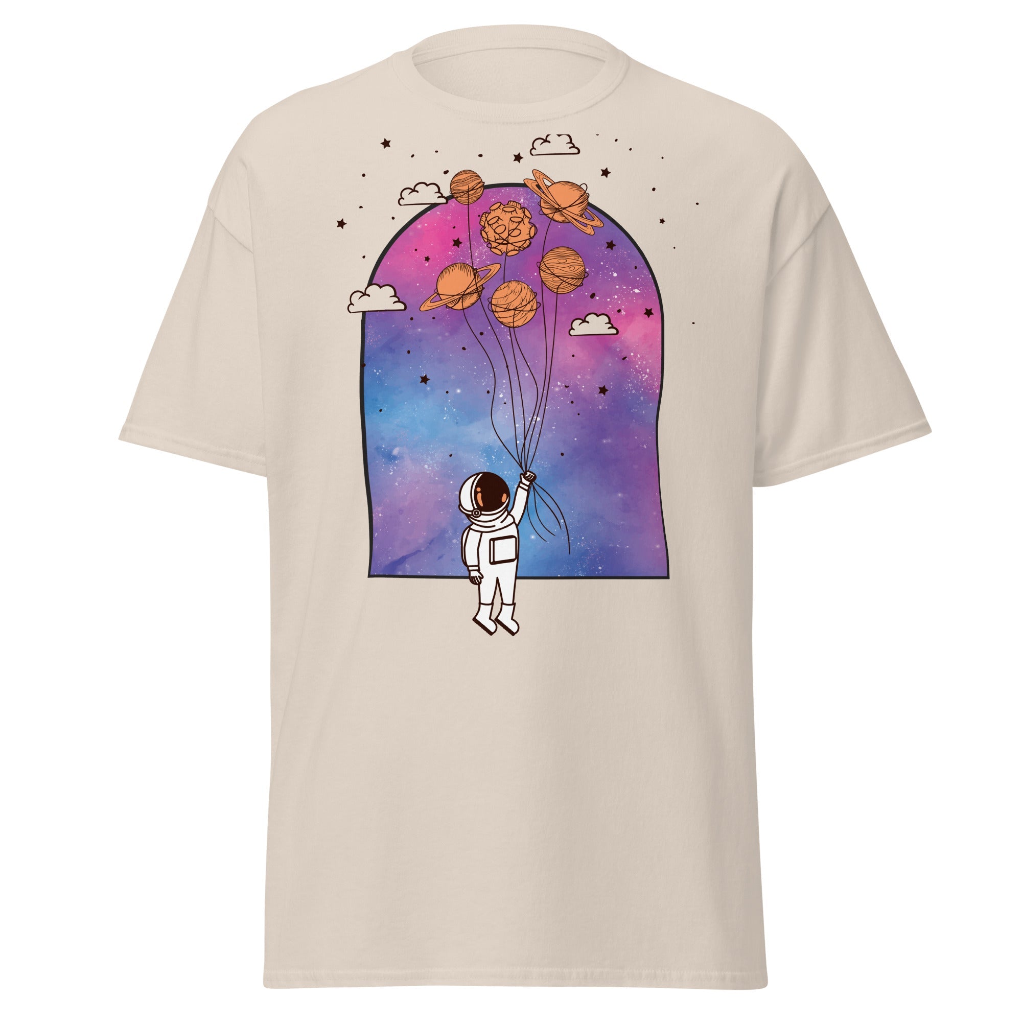 Interstellar Balloon Adventure Mens Graphic Space Tee - Kicks Shoelaces