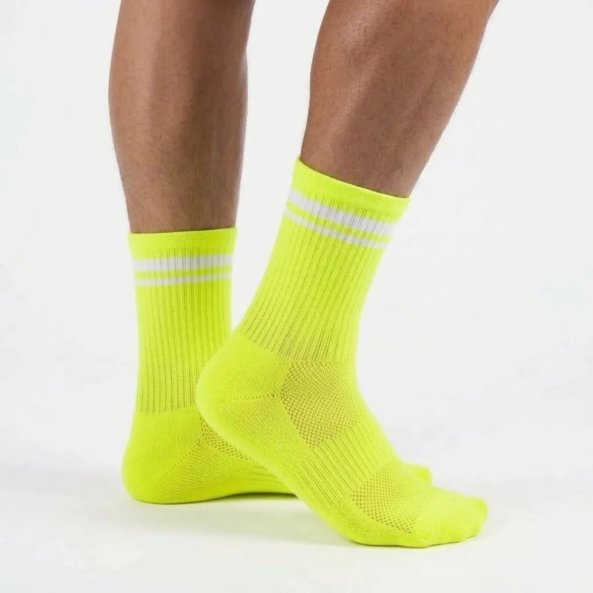 Neon yellow sports socks for running, football and training by Kicks Shoelaces