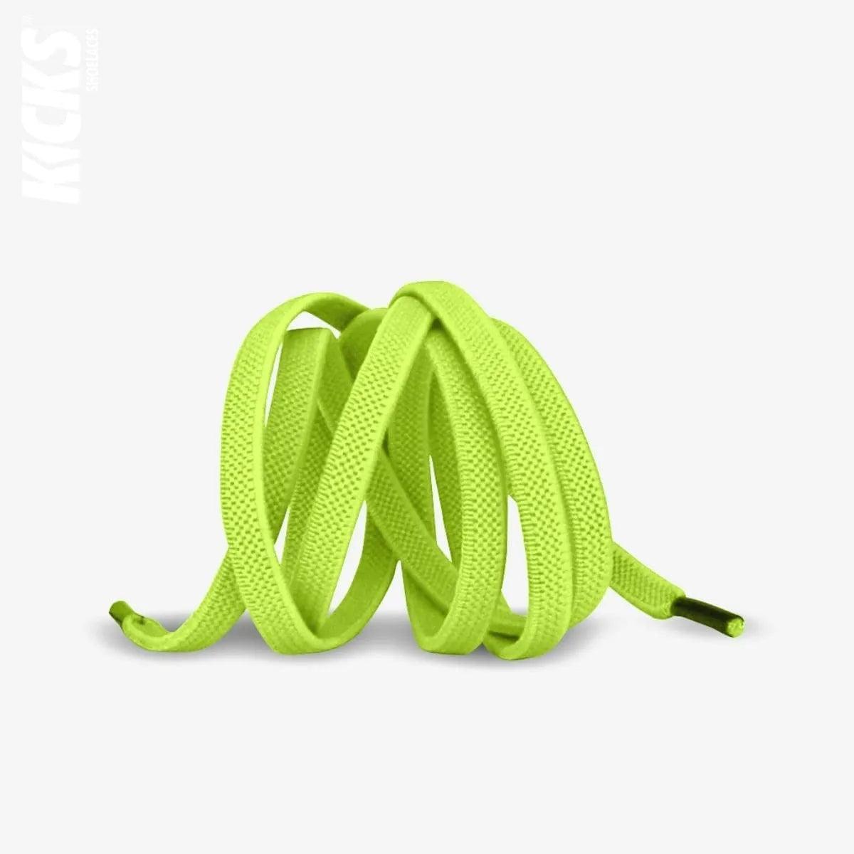 fluorescent-green-no-tie-shoe-laces-on-nike-white-sneakers-by-kicks-shoelaces