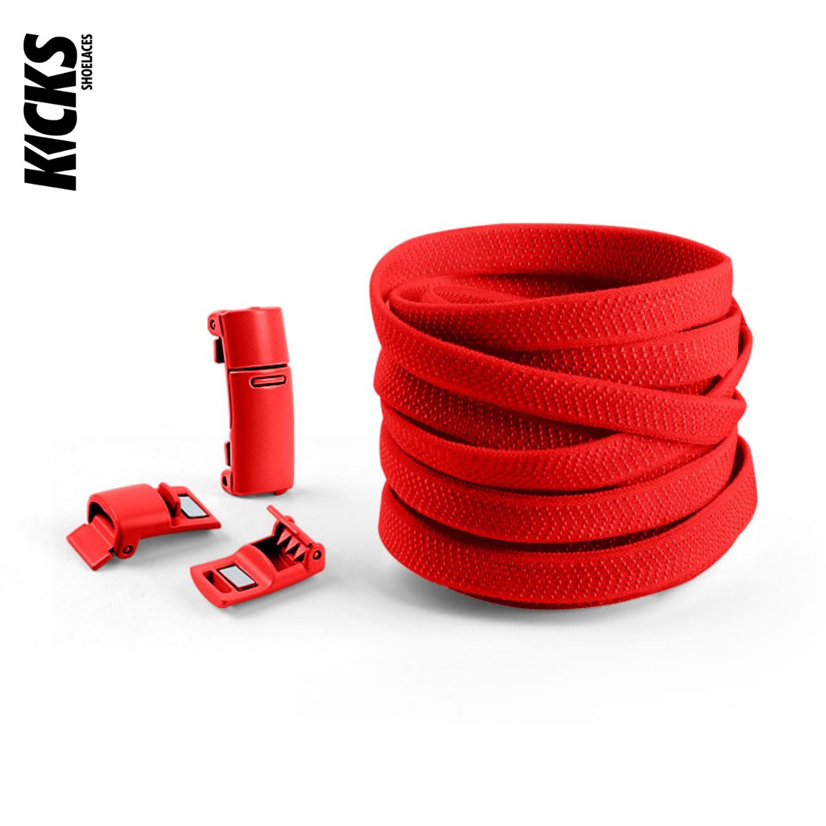 Red No-Tie Shoelaces with Magnetic Locks - Kicks Shoelaces