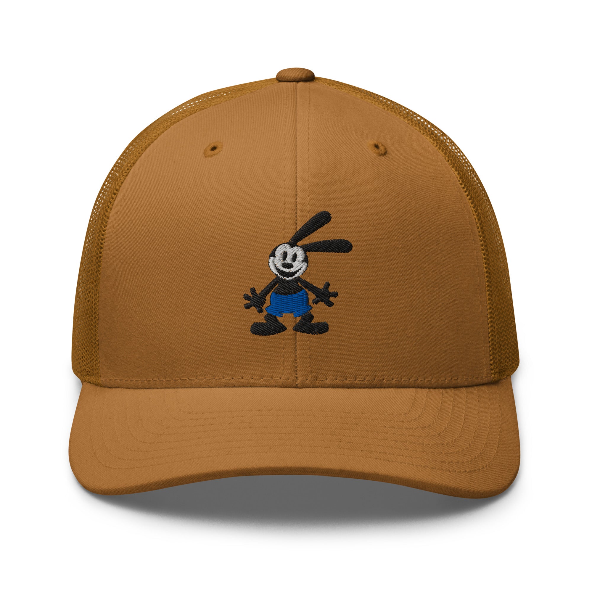 Caramel retro trucker hat featuring a 1928 Oswald design from Disney’s early animation era