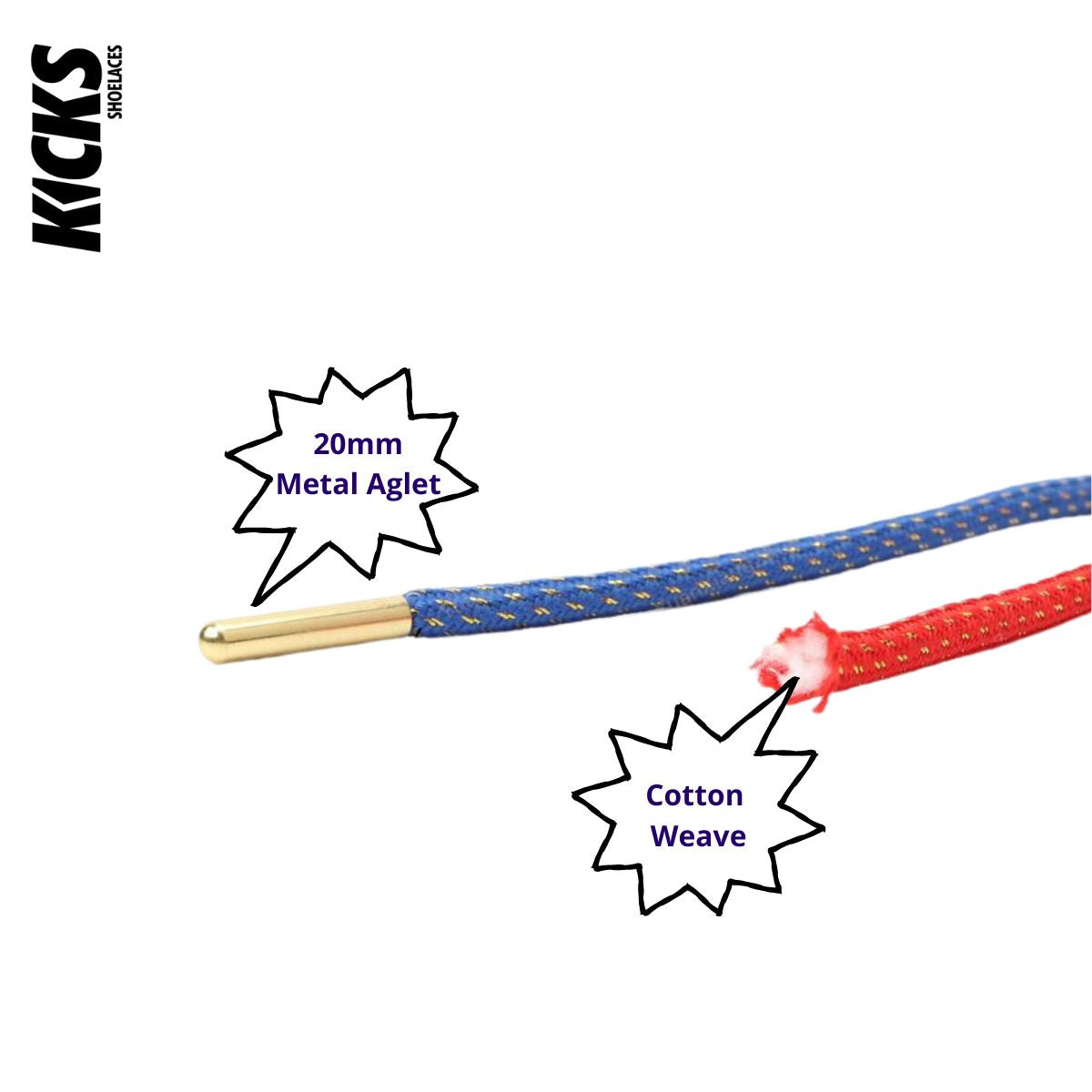 Round Shoelaces with Metal Aglets - Kicks Shoelaces